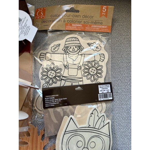 Thanksgiving Craft Kits Bundle For Kids Coloring Wooden Leaves Mask Stickers - Picture 8 of 14